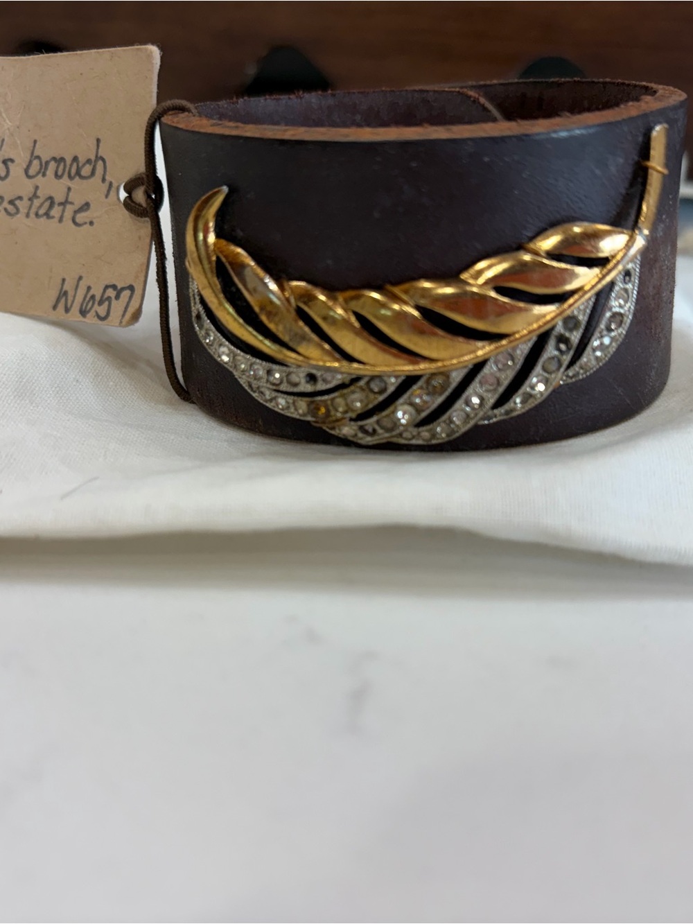 Gold and Crystal Leaf Cuff Bracelet - Women Accessories